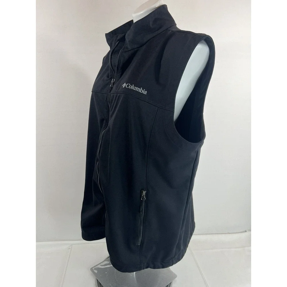 Columbia Fleece Vest Mens XL Black Full Zip Gorpcore Hiking Outdoor Layer